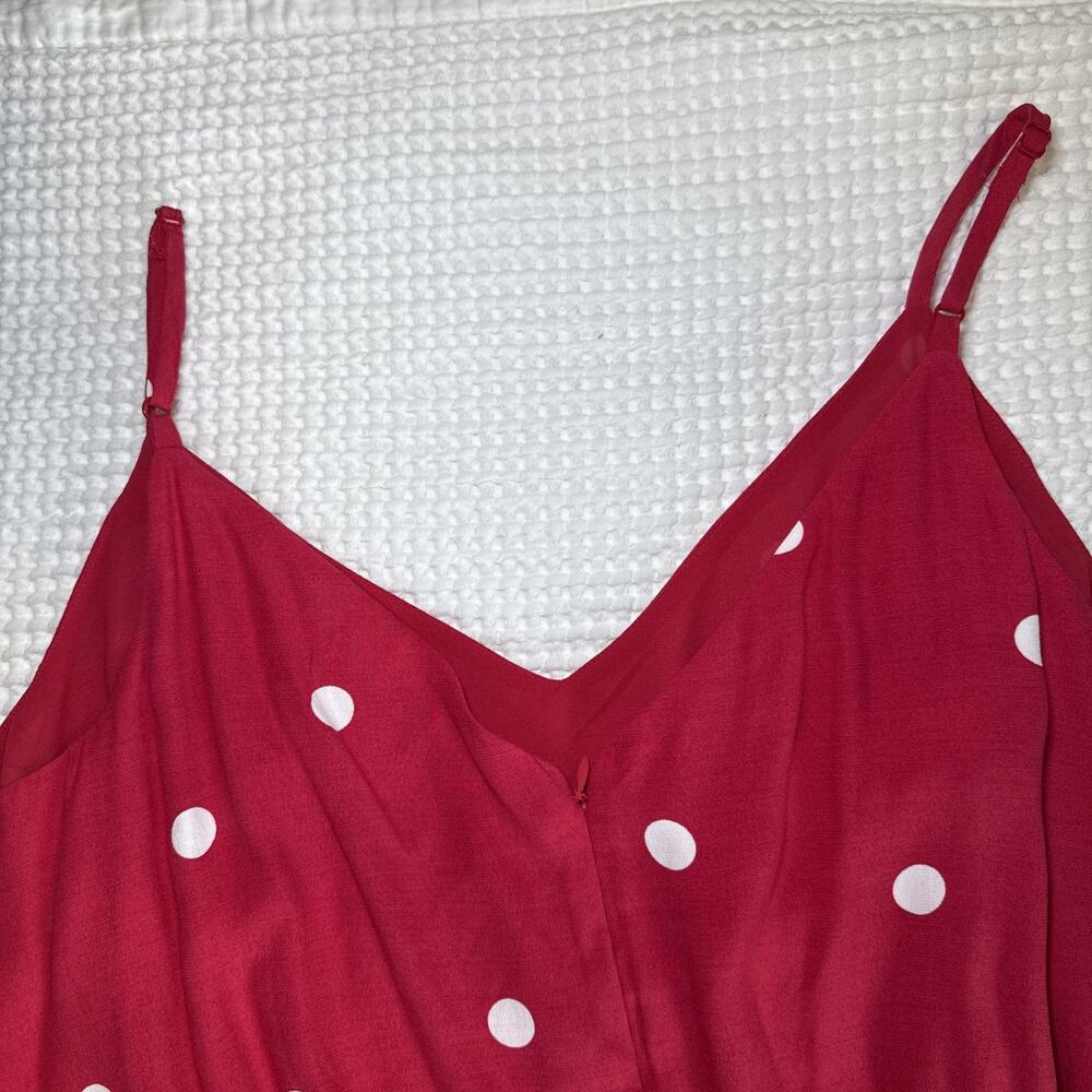 LOFT Sleeveless Jumpsuit Womens Plus 16 Pink Polka Dots Pockets Adjustable NWT - Picture 12 of 14